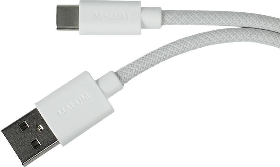 MALUM PREMIUM nabíjecí opletený kabel USB-A -> USB-C 1m Bílý